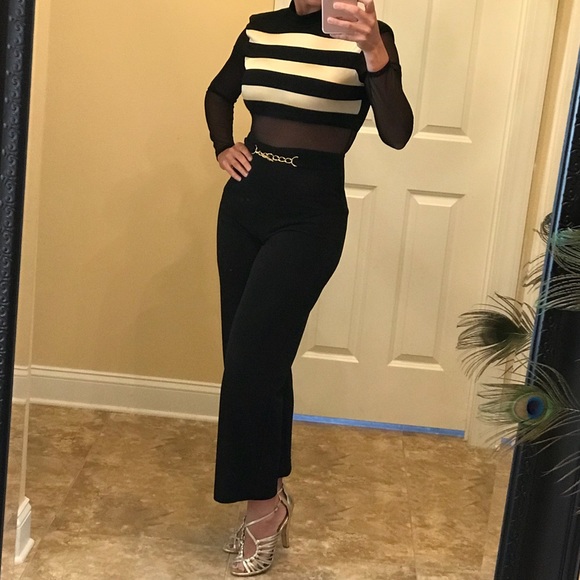 Vintage Pants - ‼️LAST CHANCE‼️ Vintage black gold mesh jumpsuit